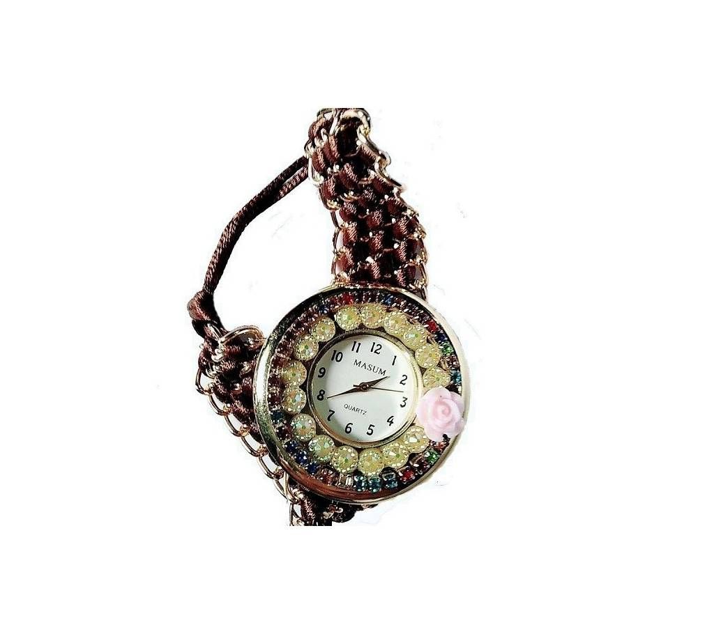 Ladies Bracelet type wrist Watch-Coffee