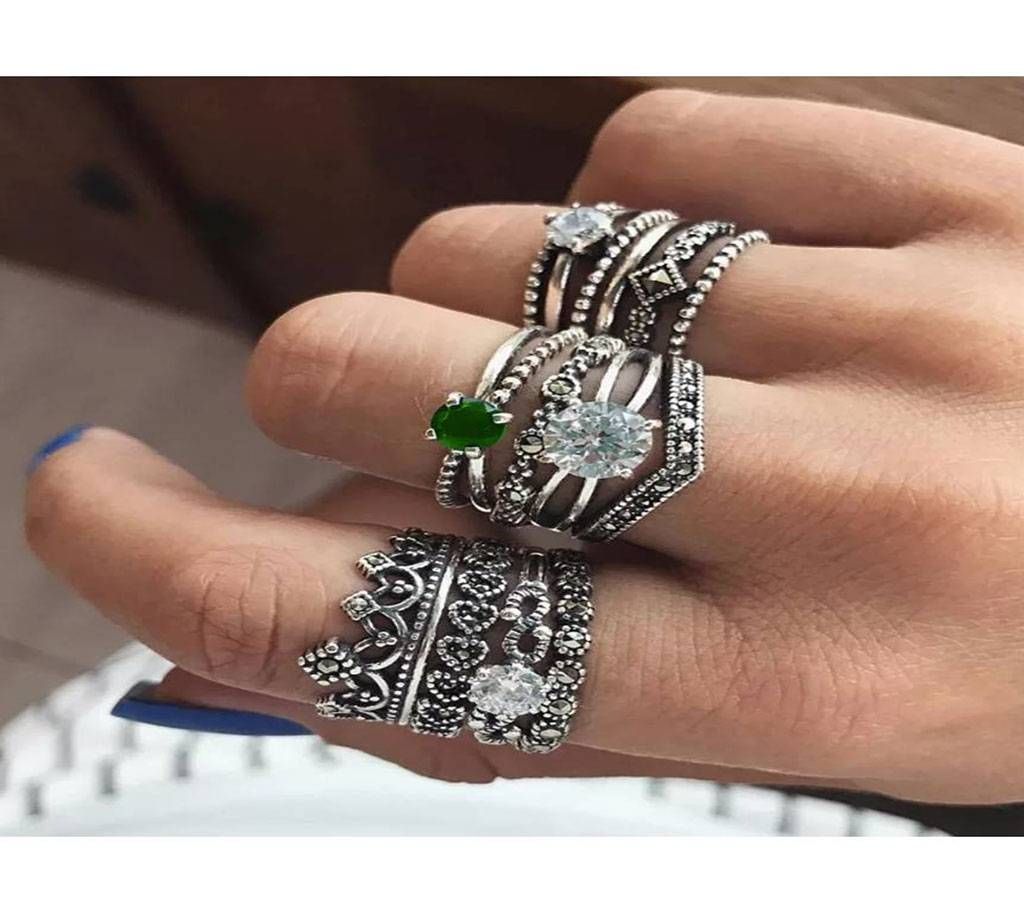12 Pcs silver Finger Ring Set