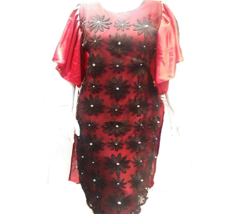 Stitched Stone Work net Silk Tops 
