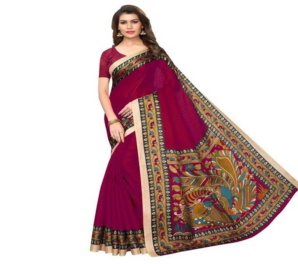 Mayshury Silk Sharee  04  Maroon with Multi Design
