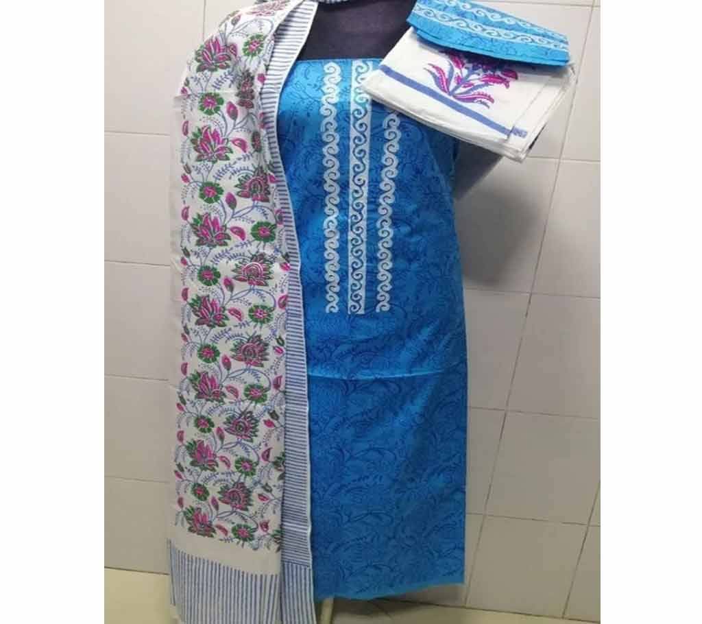Unstitched 3 Piece Blue