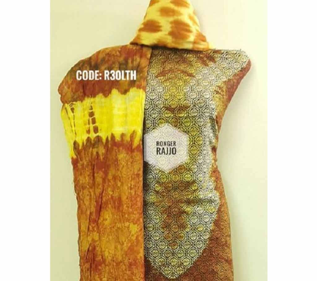 Unstitched Cotton Three Piece- Yellow 