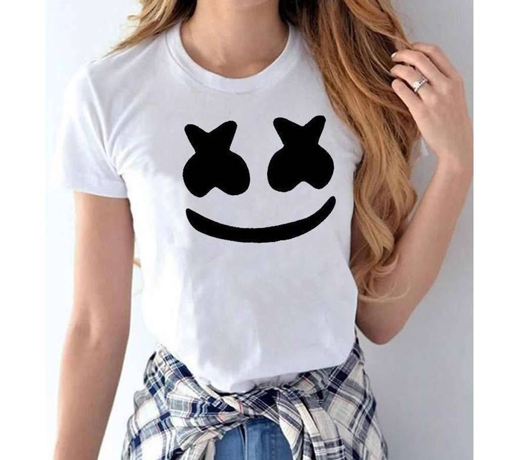 SmileLadies T-shirt 4 Quarter-White 