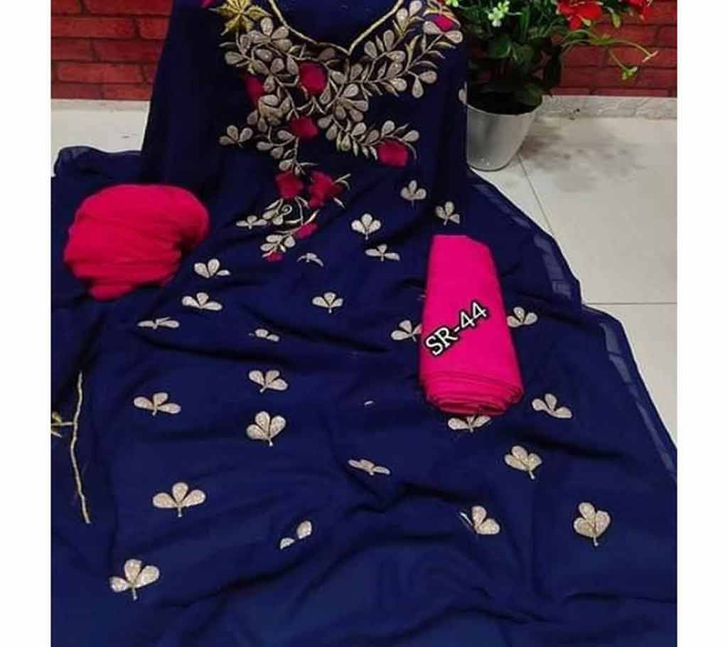 Semi Stitched Indian Weightless Georgette -embroidery 3 Piece For Women-6 