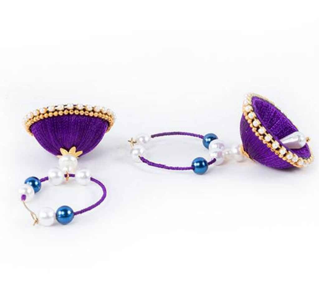 Purple Color Silk Thread Earring