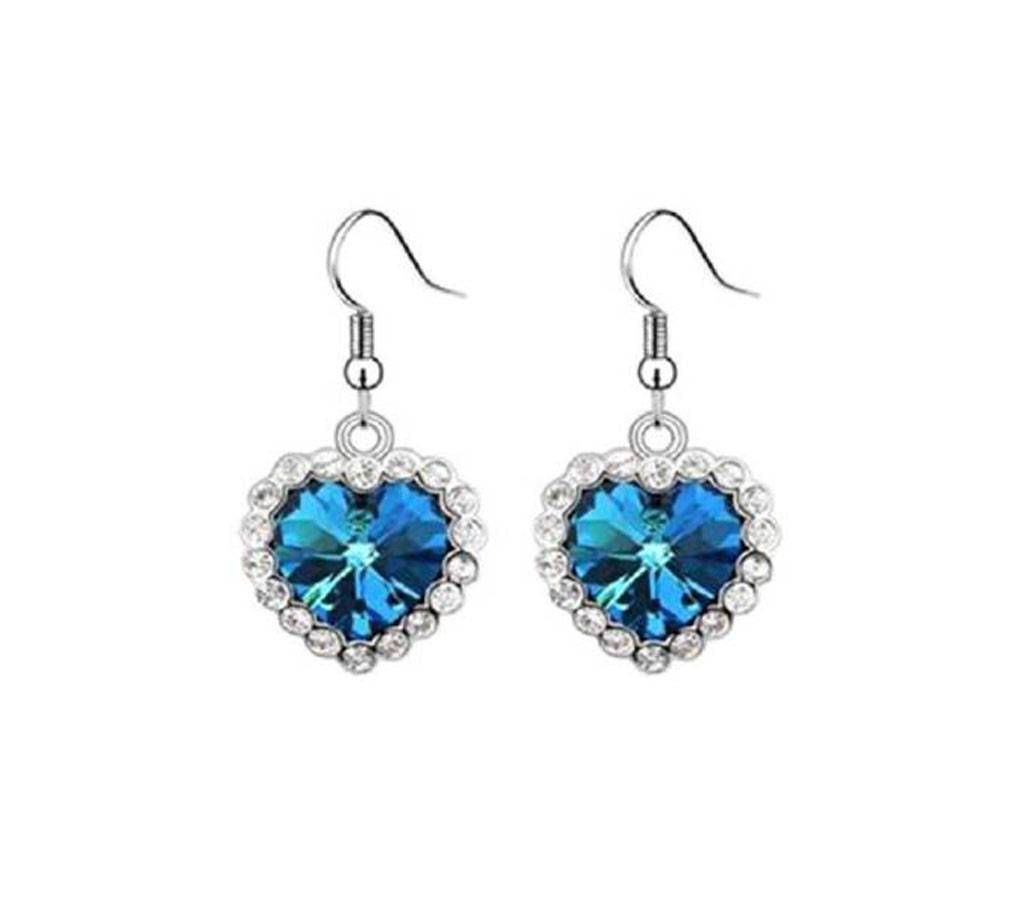 Diamond Cut Blue and Silver Crystal Earring for Wo