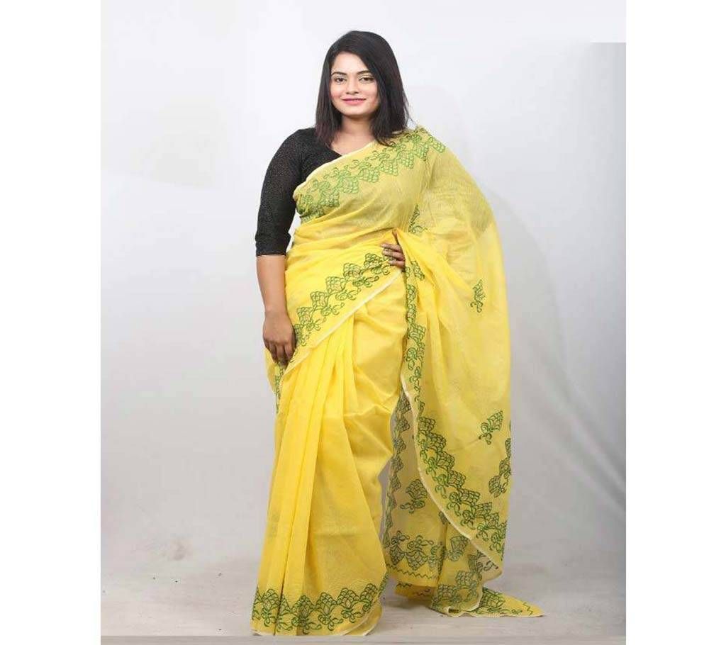 Hand Embroidery Saree -Muslin Silk