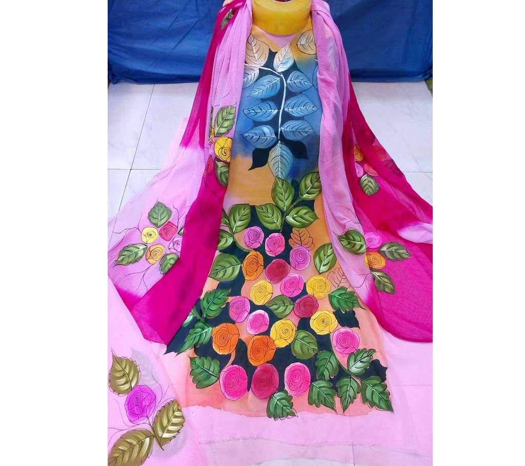 Unstitched Printed China Linen Two Piece Dress 