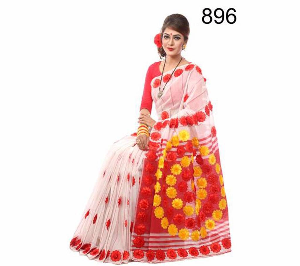 Pure Silk Saree with Hand Embroidery & Cutwork Applique 