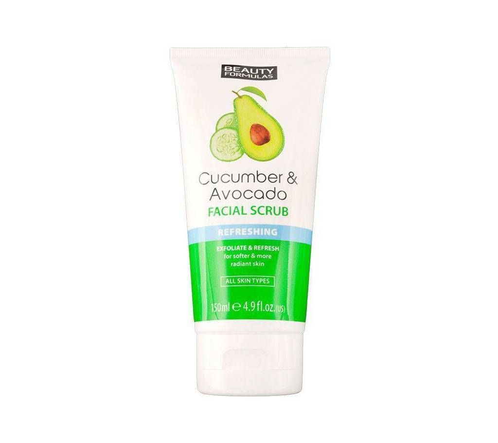Beauty Formulas - Cucumber & Avocado Refreshing facial scrub UK 