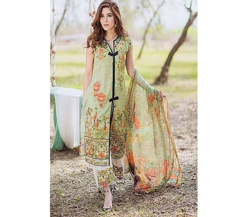 Unstitched Cotton Lawn Three Piece