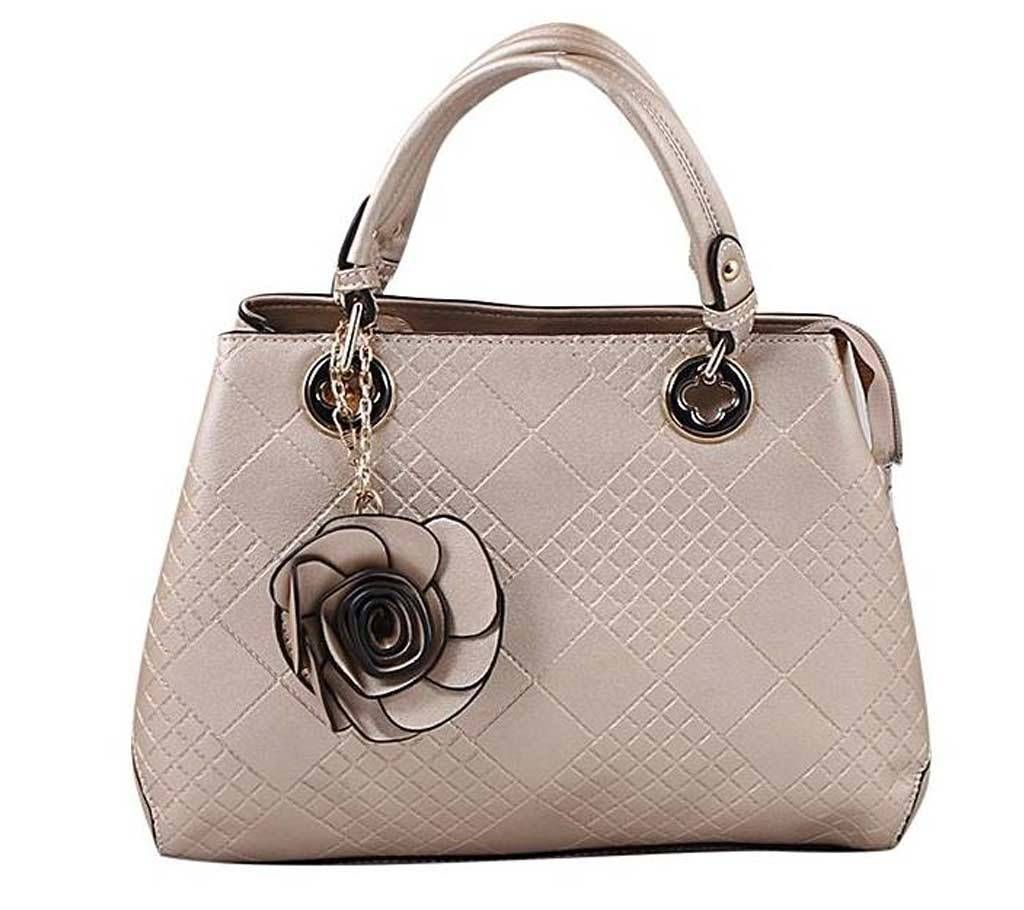 Cream PU Leather Hand Bag For Women