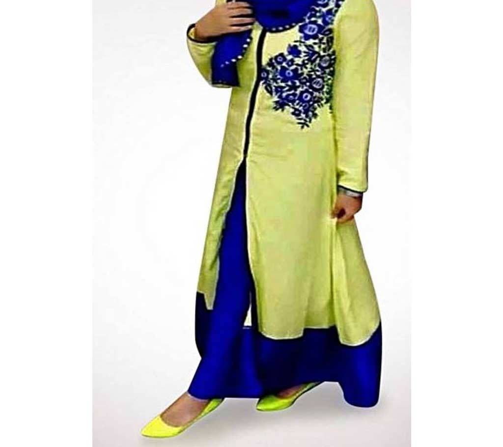 Unstitched Green Cotton Block Printed Shalwar Kameez 