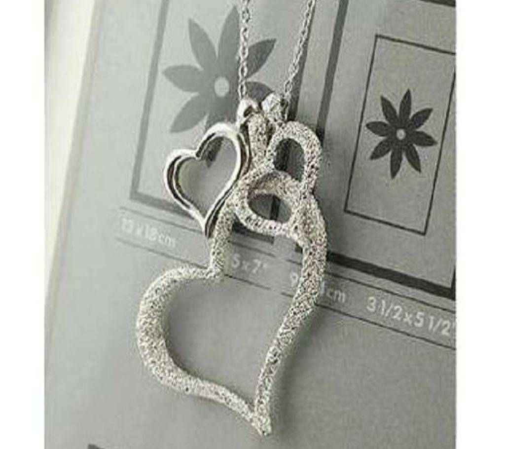 Fashion Elegant Design Dull Polish Heart Necklace For Female Silver Color 3 Heart Love Pendant Necklaces for Women