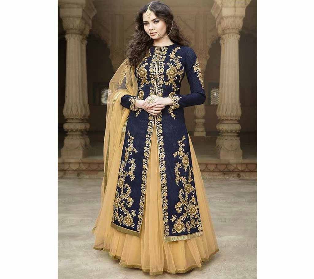 Blue & Creem Semi-Stitched Georgette Gown For Women copy