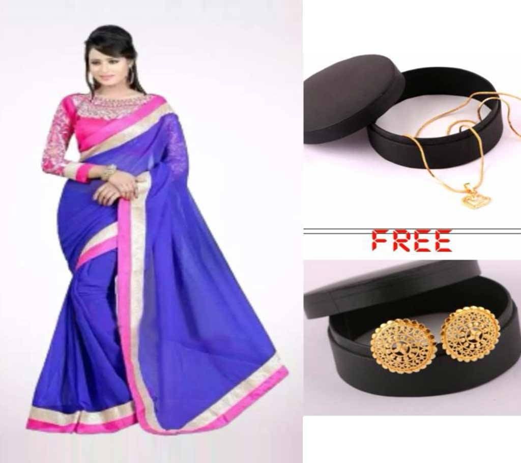 Blue Silk Saree Pendant Free