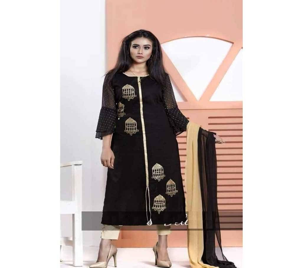 Unstitched block printed Rajdhani voyel cotton Salwar Kameez St block-497
