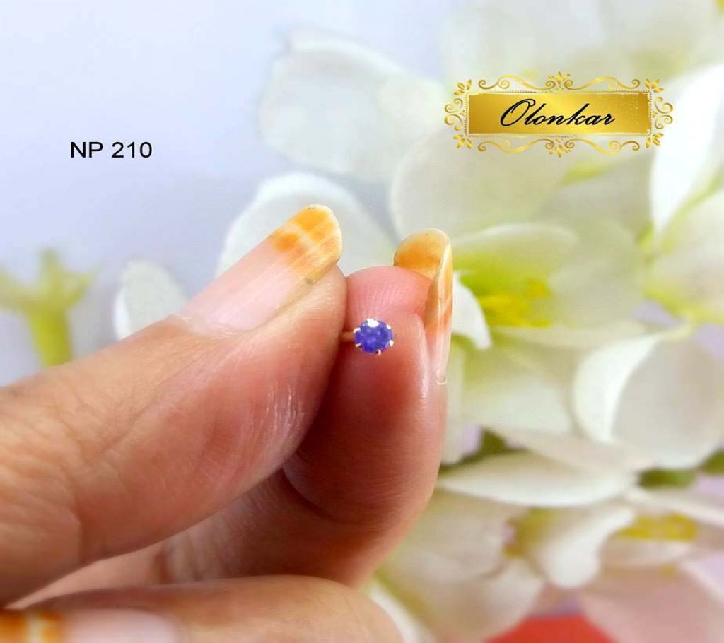 21K blue Stone Nose Pin
