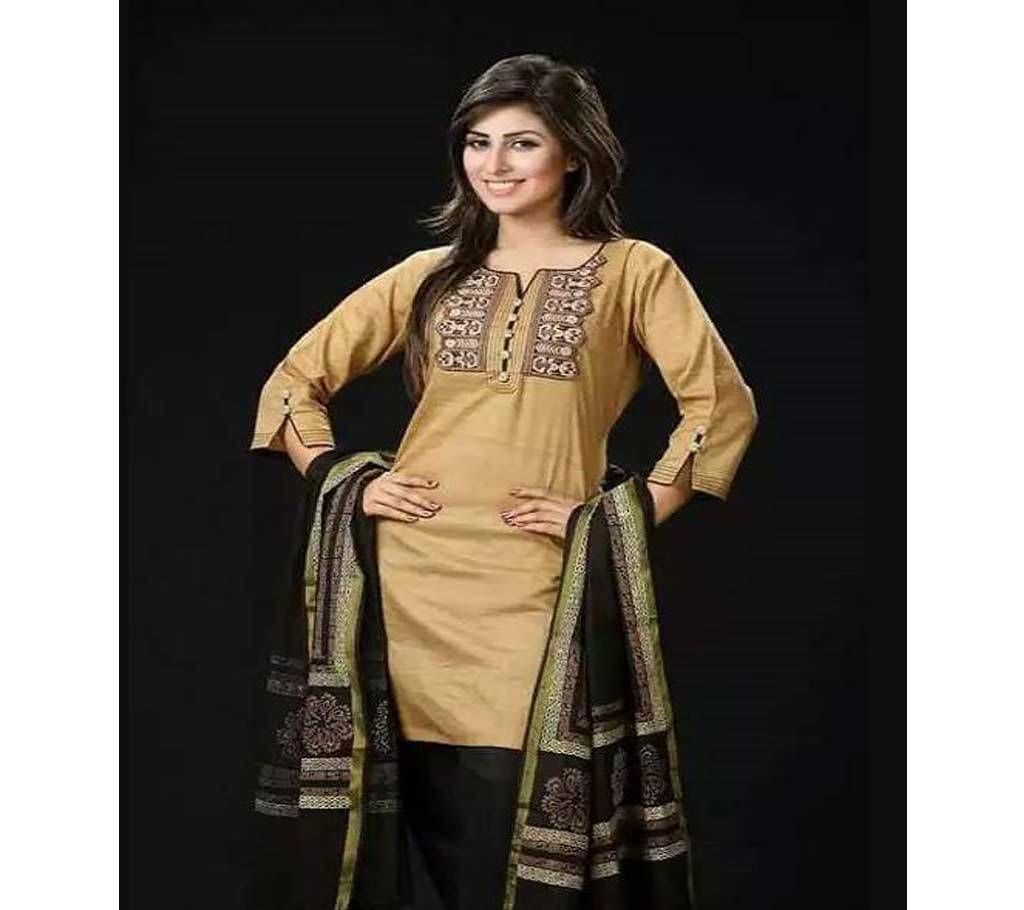 Unstitched block printed Rajdhani voyel cotton Salwar Kameez St block-8033