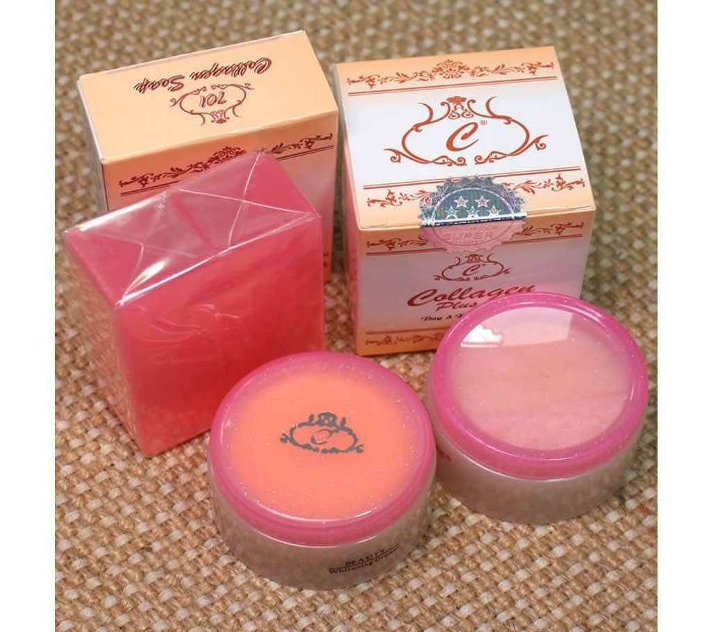 Collagen Plus Whitening Vit E Full Set (Day Cream, Night Cream, and Soap) Thailand