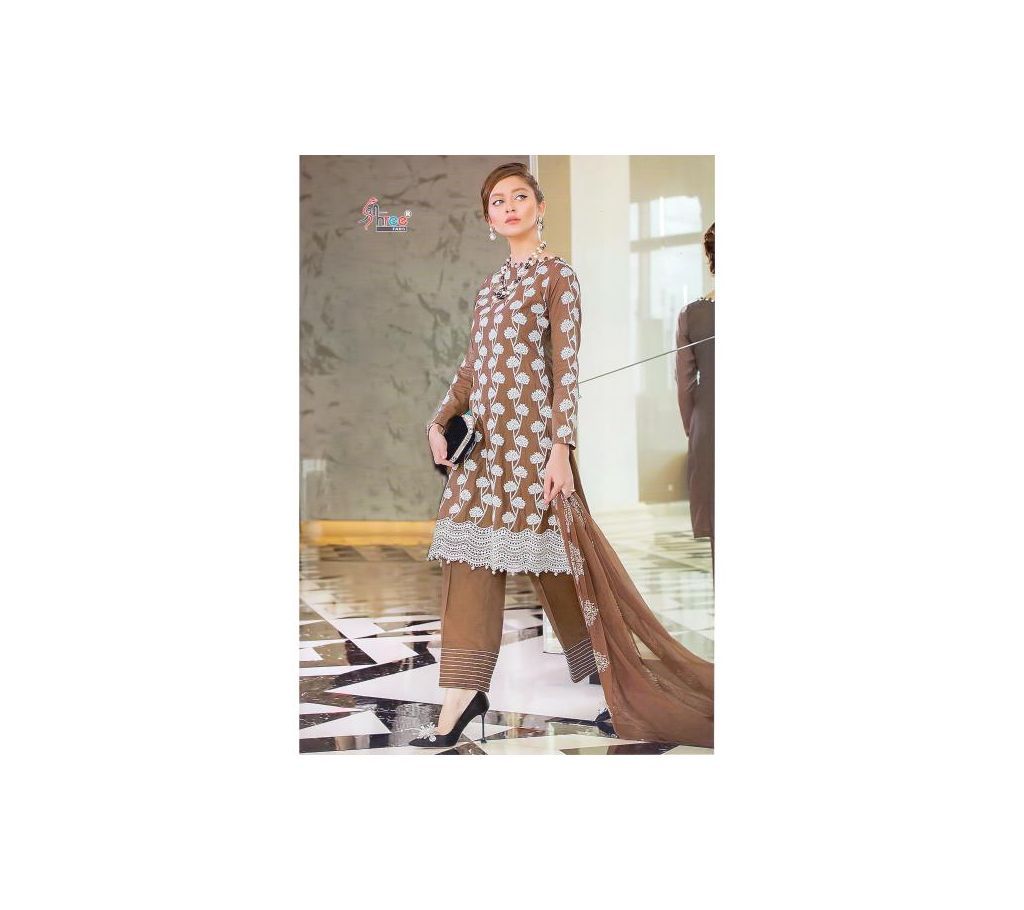 Cross Stitch Chikenkari-8187 Semi Stitched Three Piece - Copy