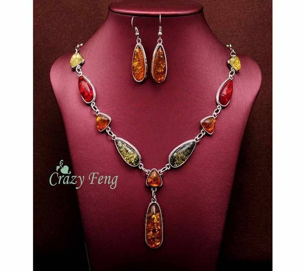 African  Colorfull Stone Wedding Necklace Set