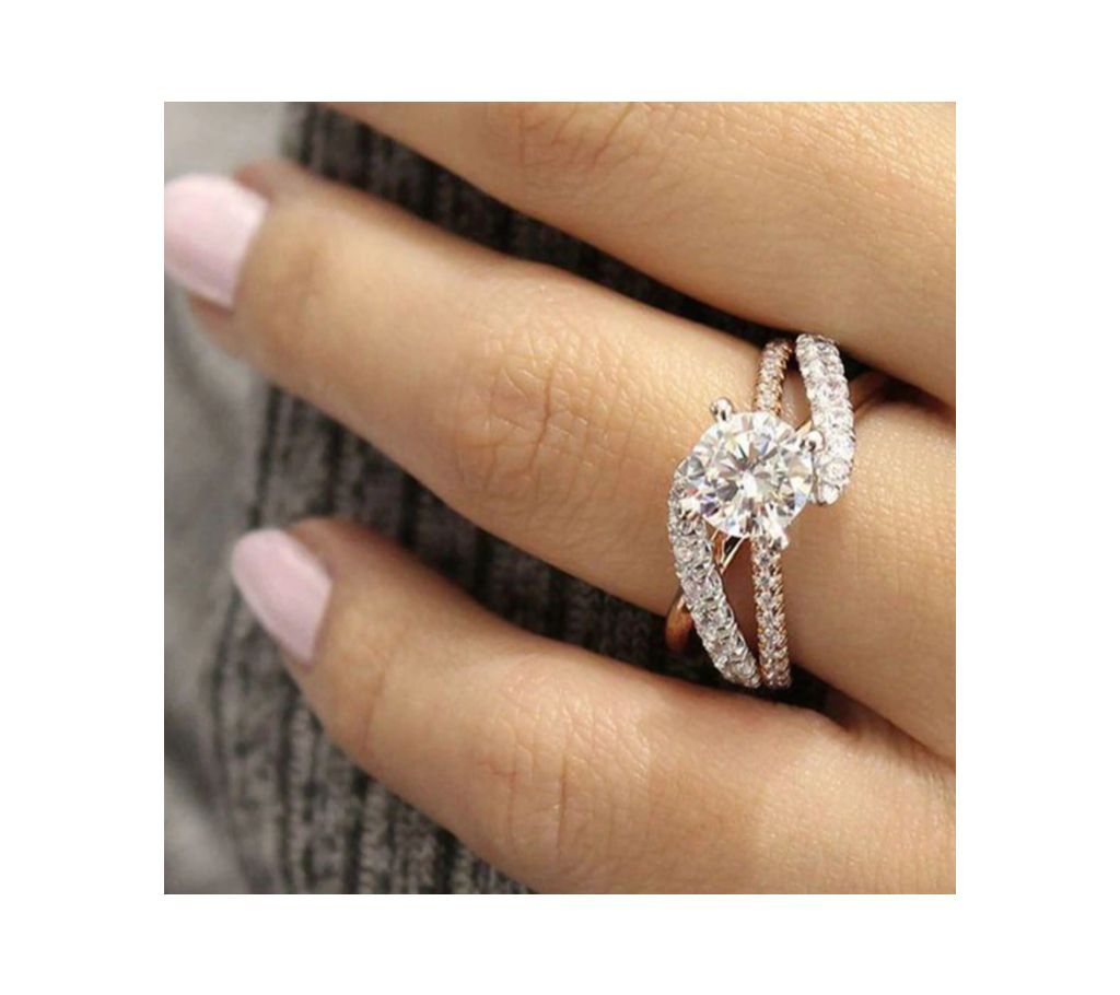 Crystal Twist Classical Cubic Wedding Rings For Women Rose Gold 2ct AAAA White Zirconia ring
