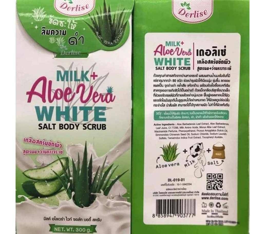 Derlise milk + aloe vera white salt body scrub-300gm-Thailand 