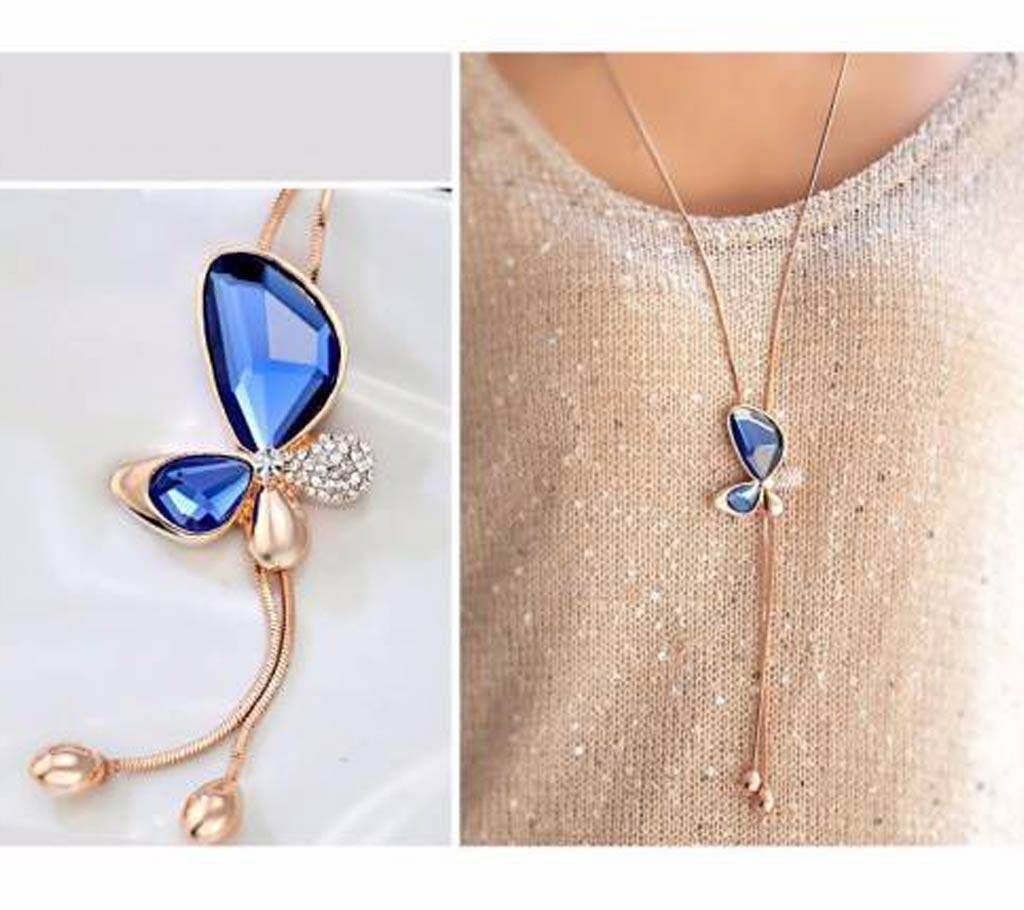 Crystal Butterfly Long Pendent 