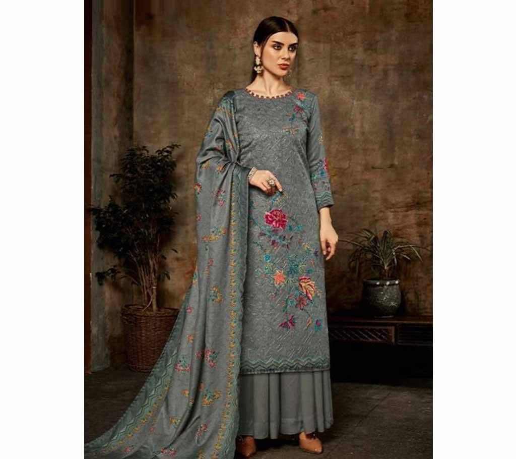 Belliza Designer Studio BLOSSOM - 346-005 - ASI  Pashmina figital print with embroidery work three piece 