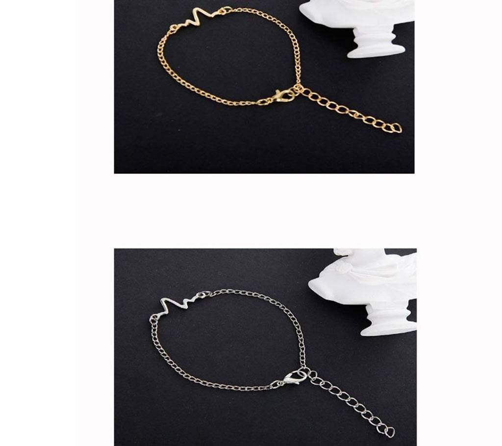 ECG Bracelets Gold And Silver Color 2Pieces