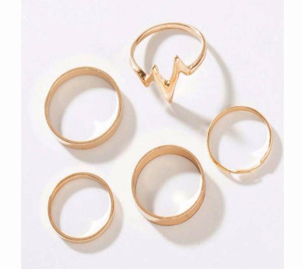Gold Color Rings For Women-5 piece Set