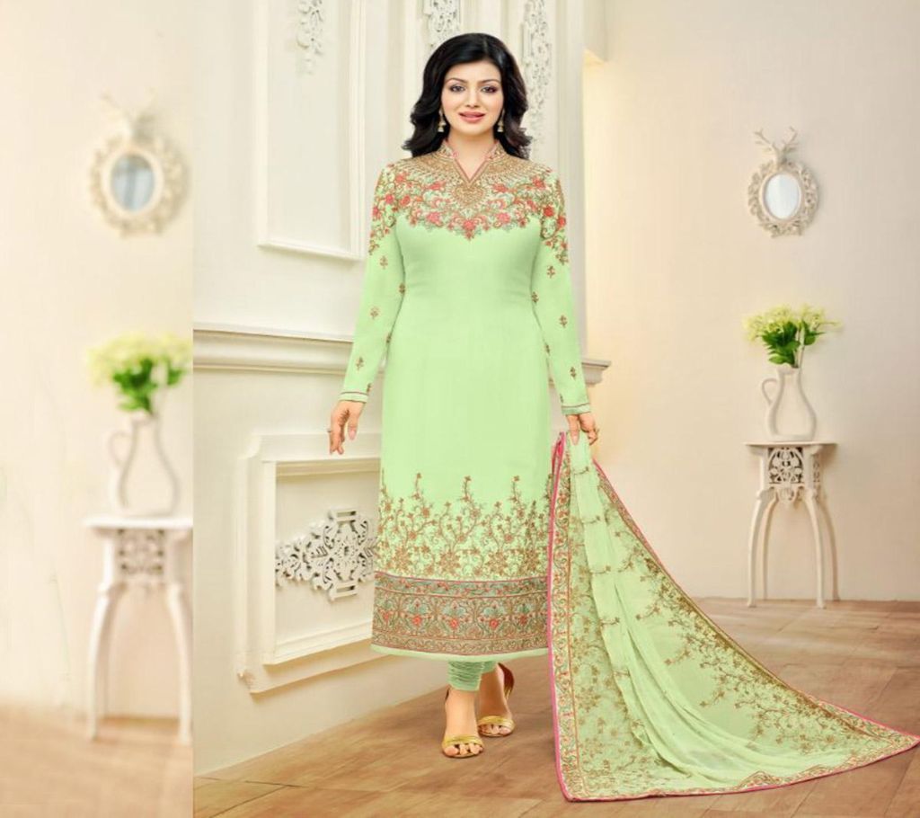 Unstitched Pale Green Georgette Embroidery Salwar Kameez for Women