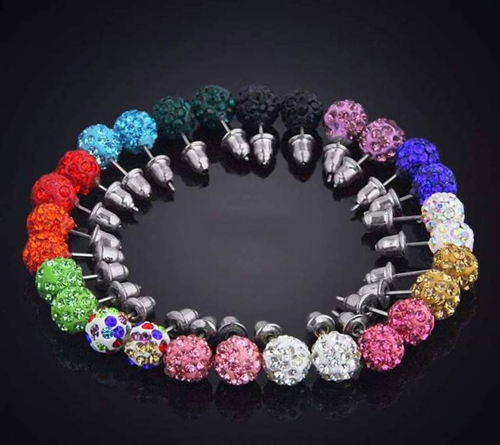 14 Pairs MicroDisco Ball Crystal Earring