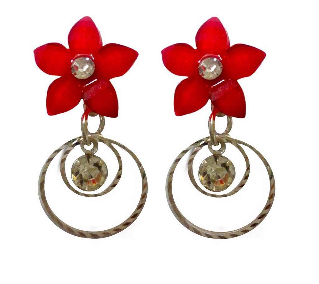 flower with hoop ladies earring