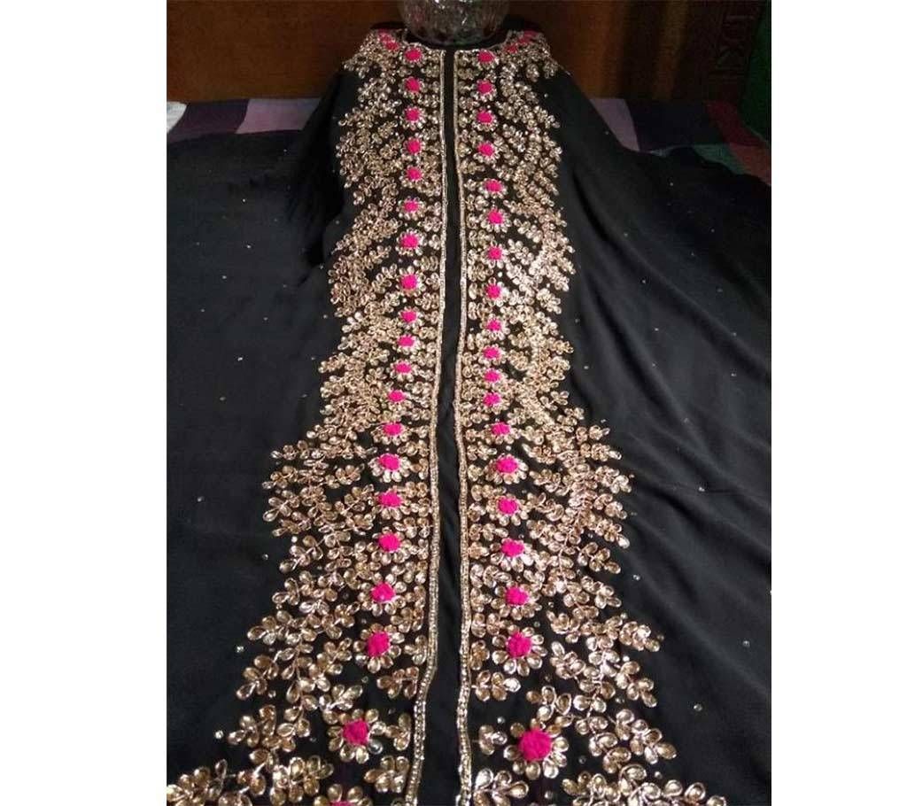 Unstitched karchupi single kameez-kundon worked