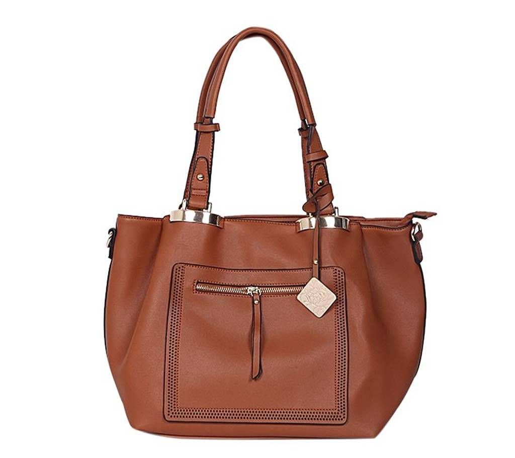 Chocolate Artificial Leather Shoulder Bag For Women
