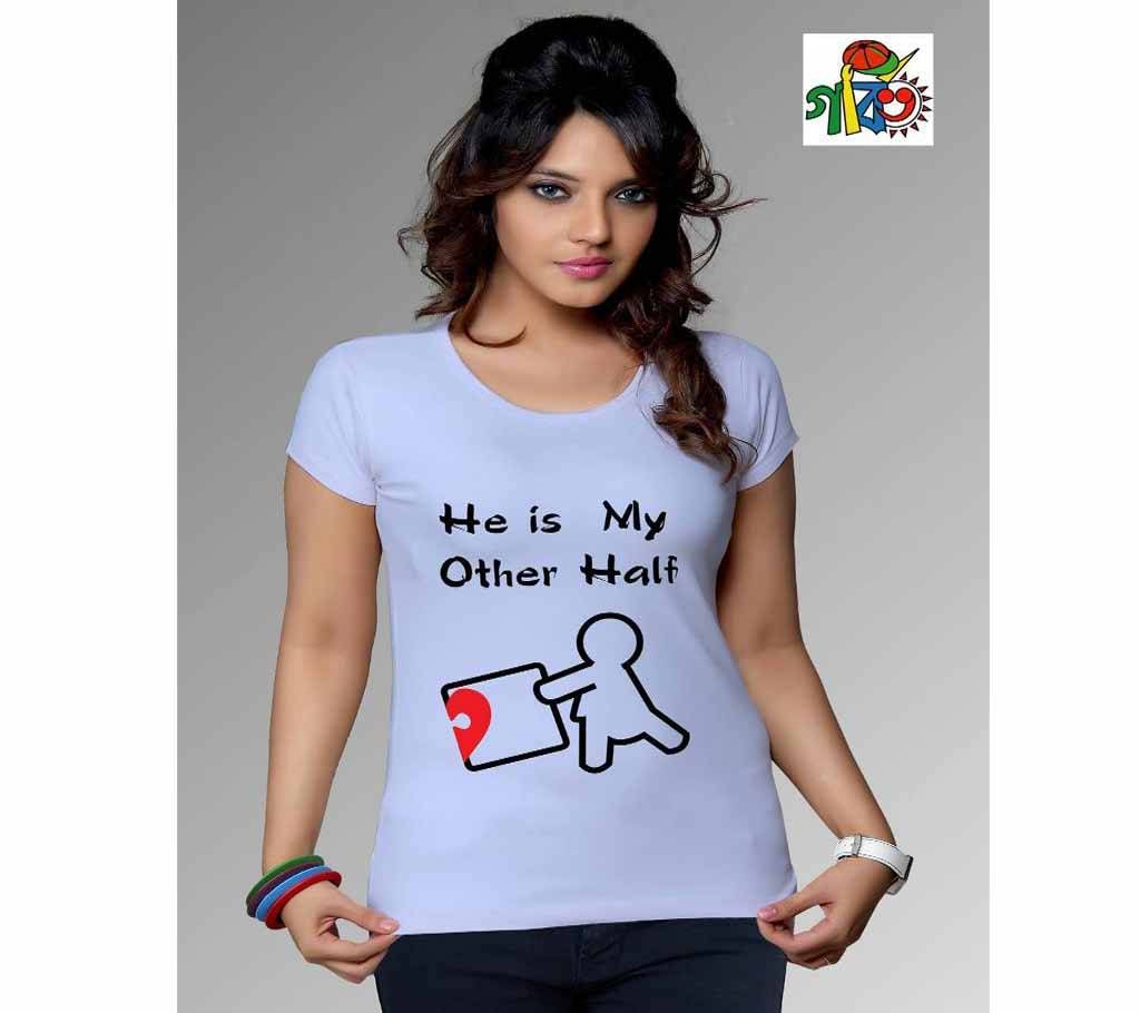 other half printed ladies t shirt 