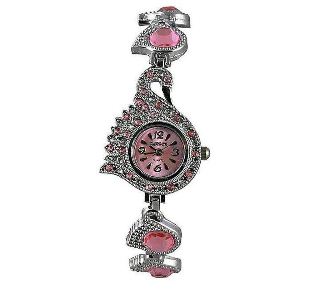 Stainless Steel Analog Watch for Women - Pink