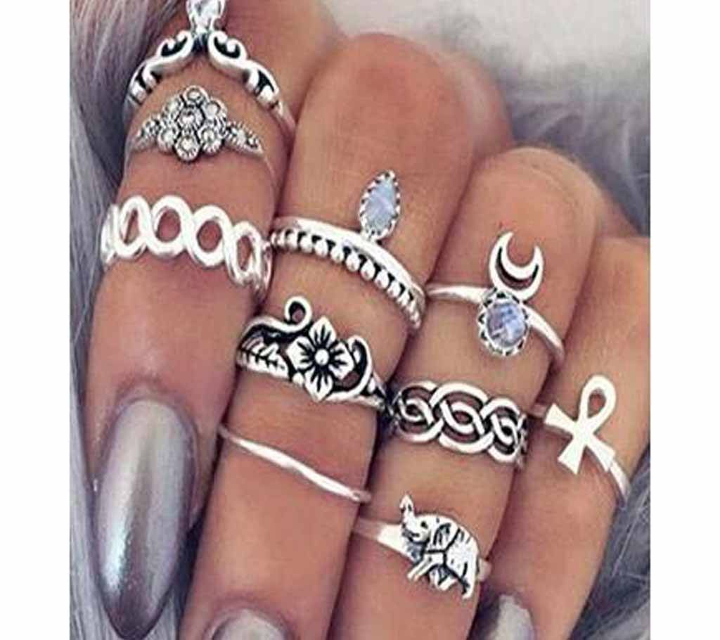 Stylish 10 piece Finger ring set