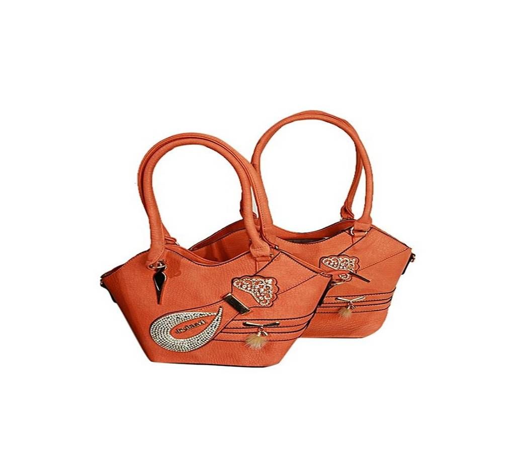 PACK OF 2 BROWN SYNTHETIC LEATHER SHOULDER BAG FOR WOMEN