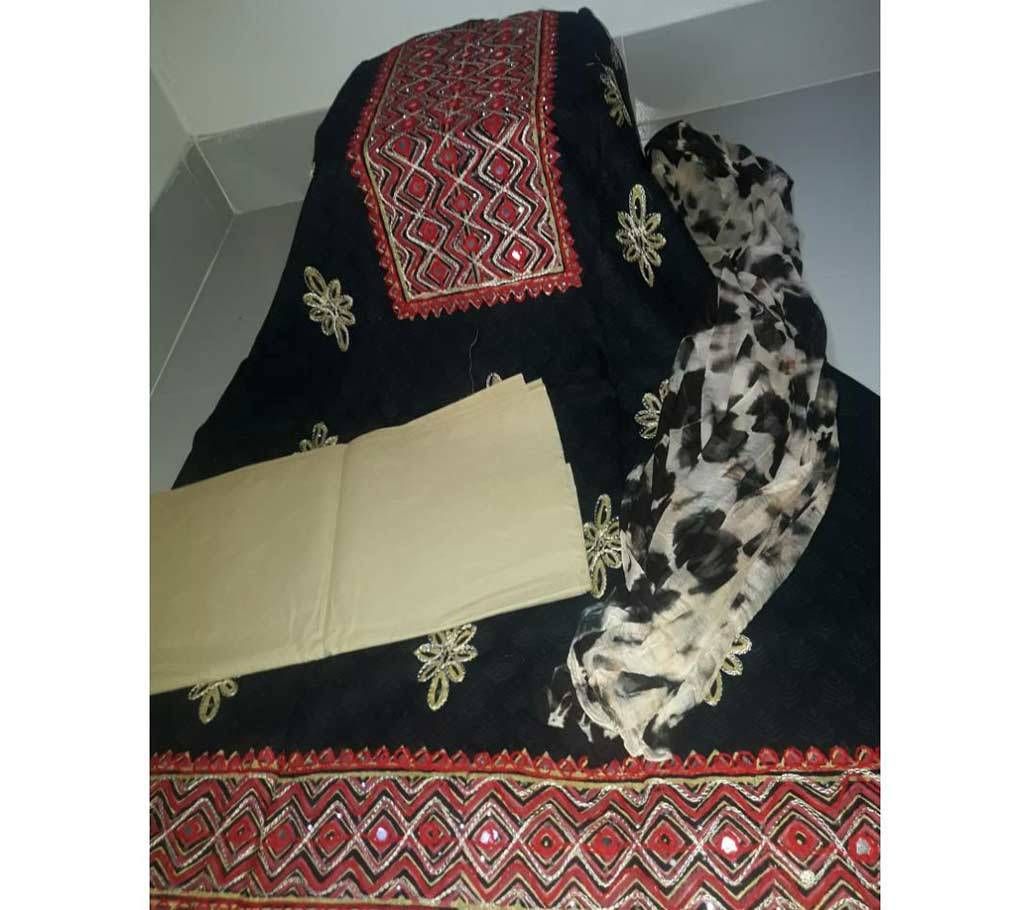 Mirror cotton block unstitched printed three piece