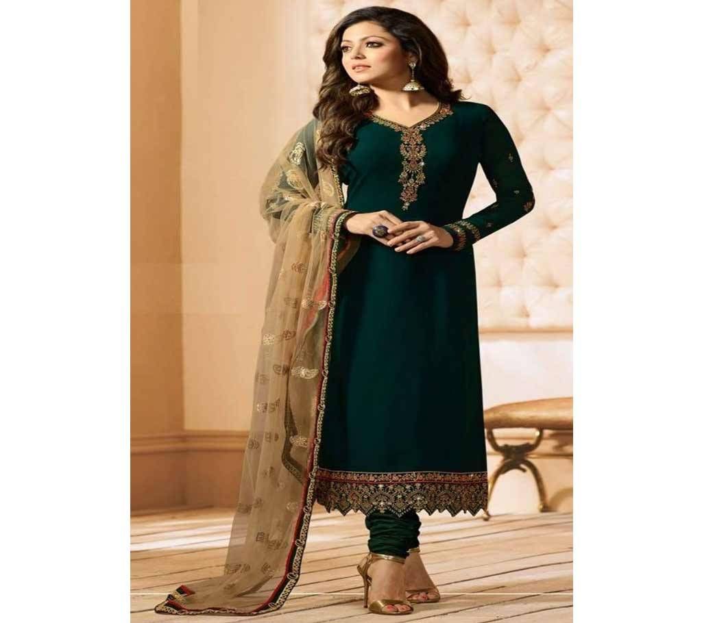 Unstitched dark green georgette salwar kameez  Three Piece 