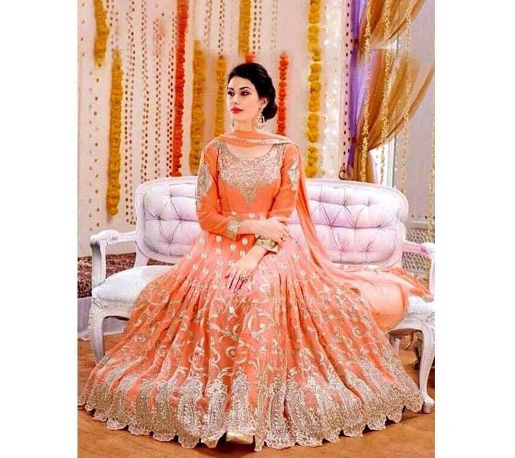 Unstitched Light Orange Georgette Gown