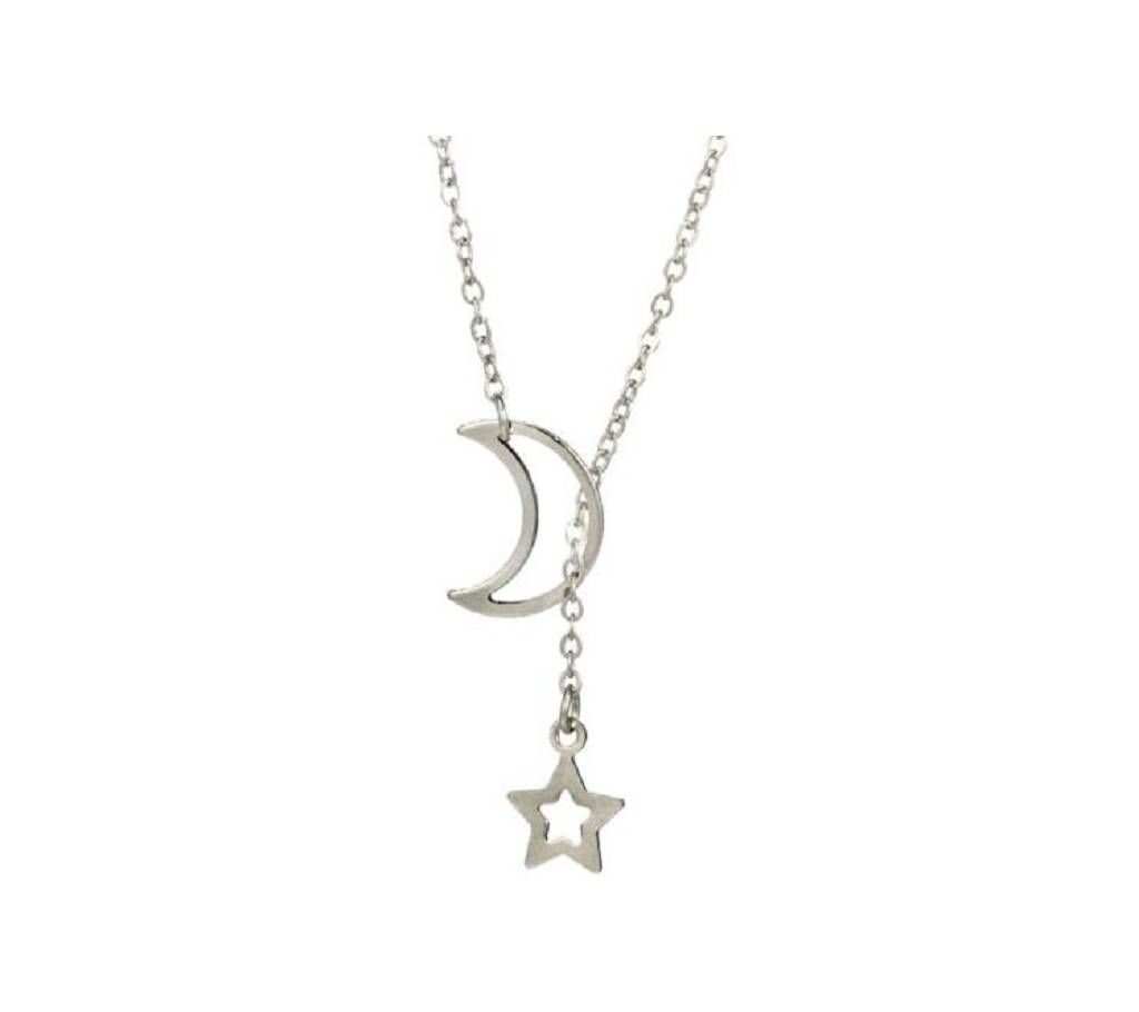 Moon Star Pendant Choker Necklace Gold Silver Long Chain