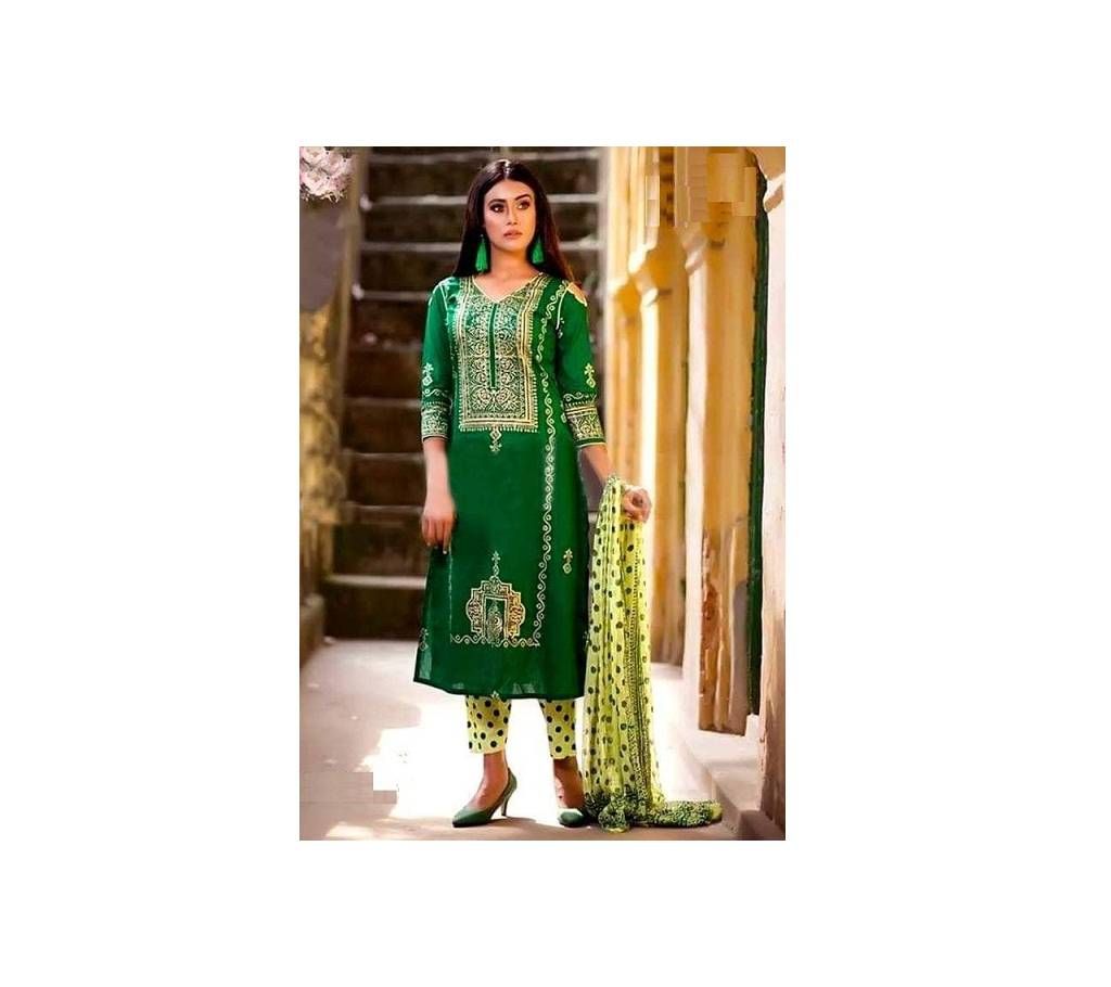 Unstitched block printed Rajdhani voyel cotton Salwar Kameez St block-498