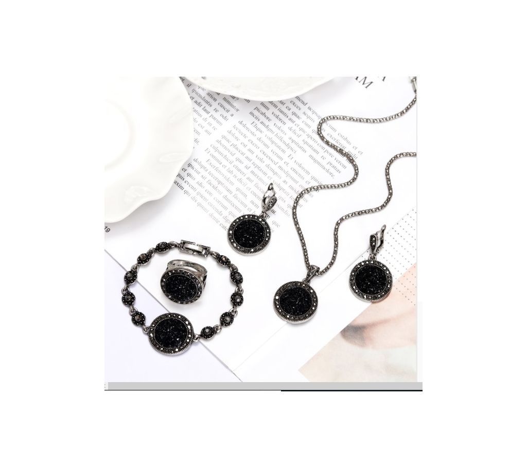 Vintage Black Broken Stone Wedding Jewelry Set Wedding Jewelry Se