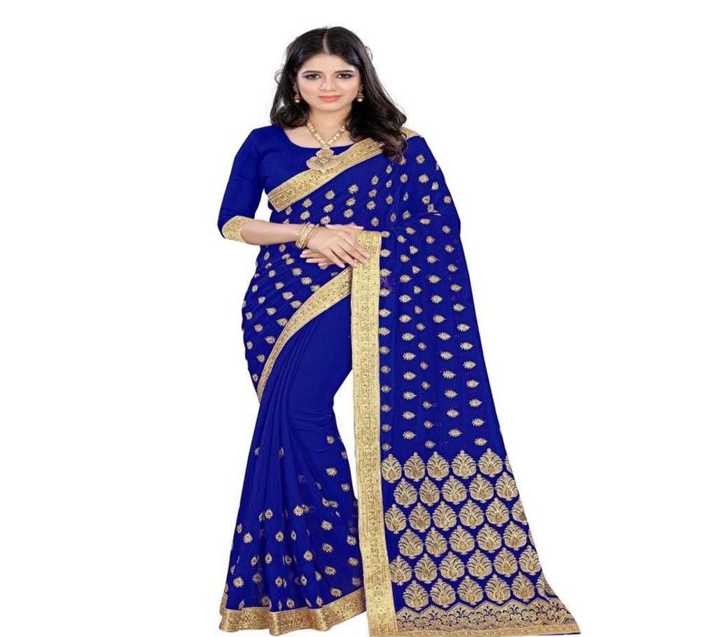 Georgette Kutch Embroidered Saree With Blouse