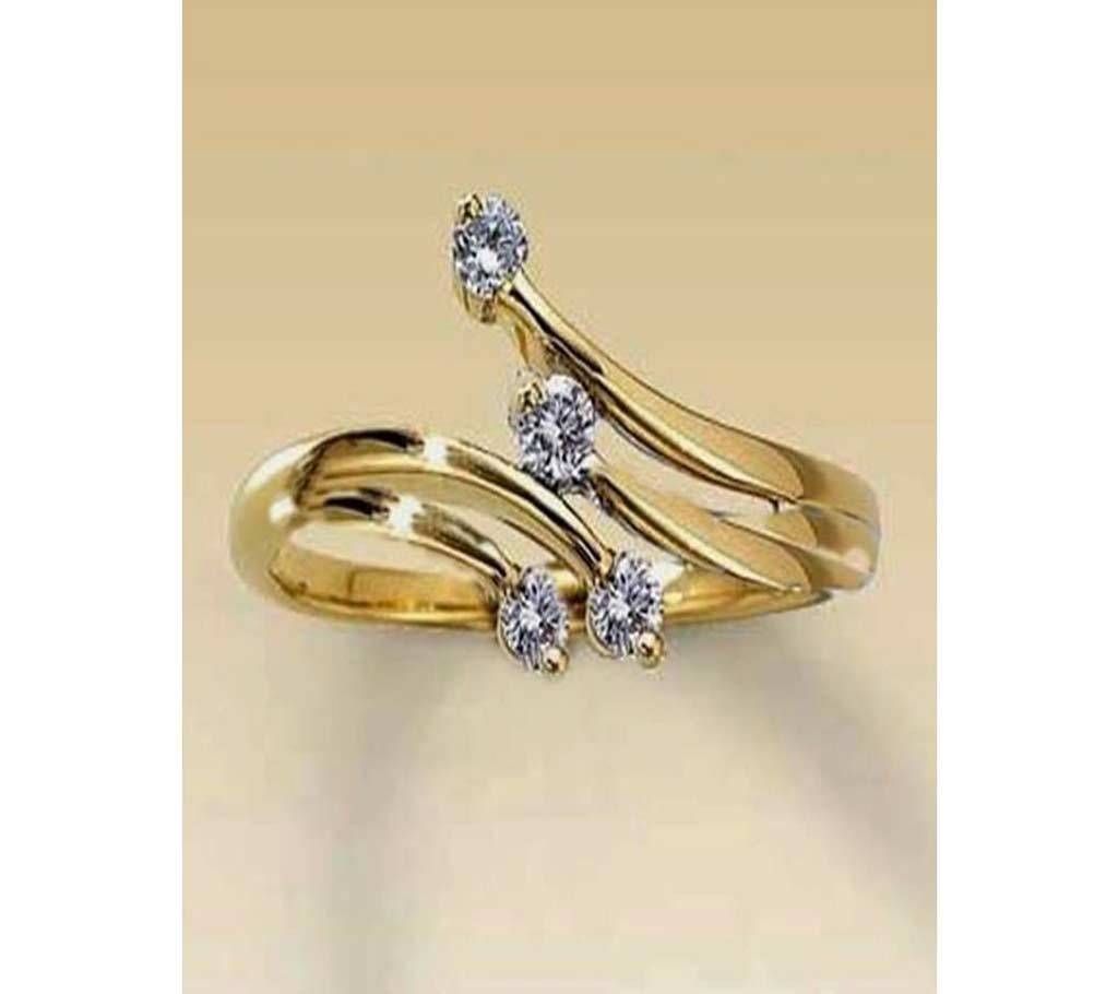 Rose Gold Plated Design Twin Zircon CZ Finger Ring