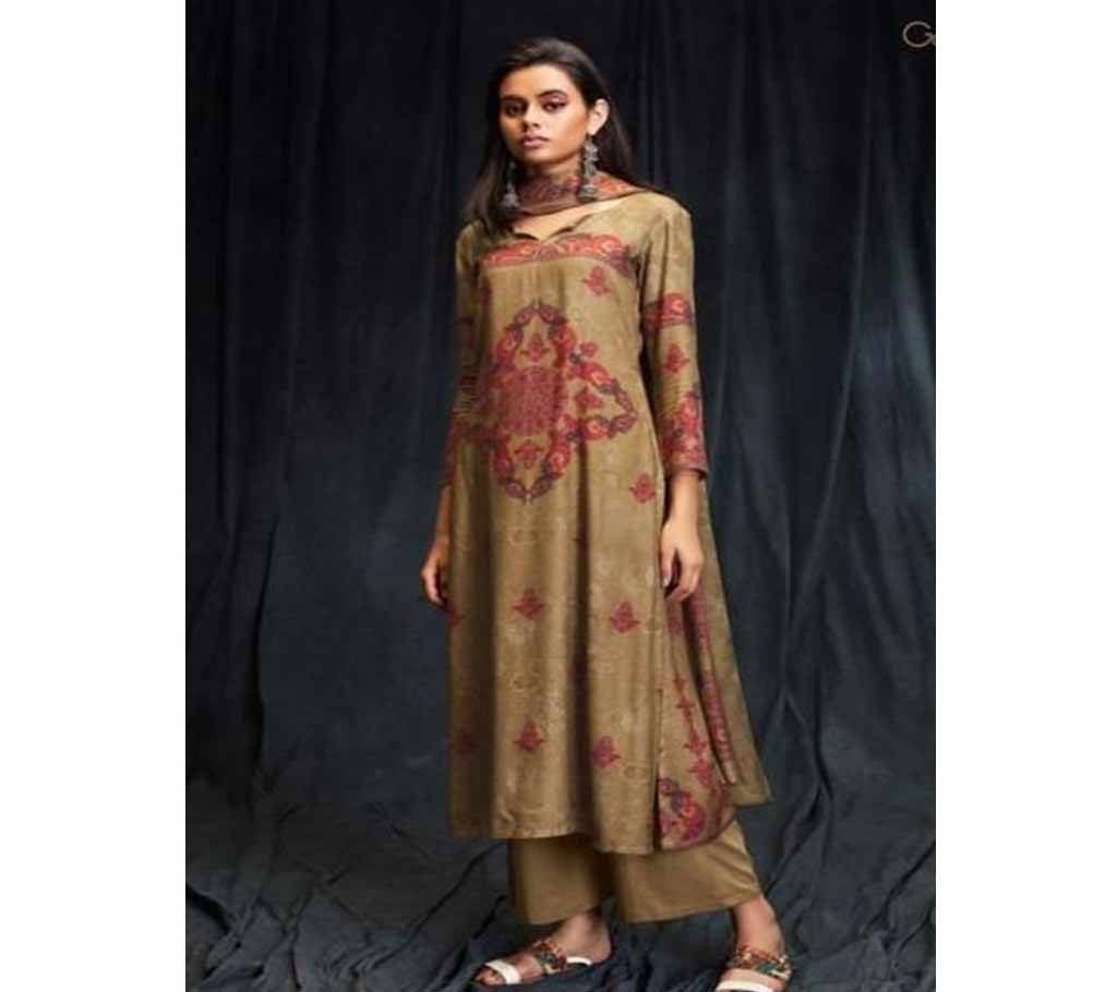 Pure Pashmina Printed Unstitched Suit  